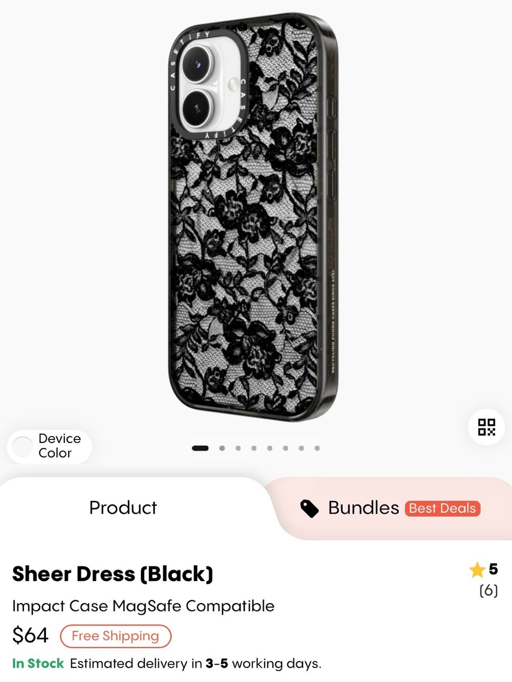 NEW-Sheer Dress (Black) Impact Case MagSafe Compatible- iPhone17